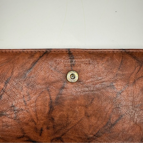 Buxton Floral‎ Embossed Top Grain Cowhide Marbled Brown Trifold Leather Wallet - Picture 4 of 7
